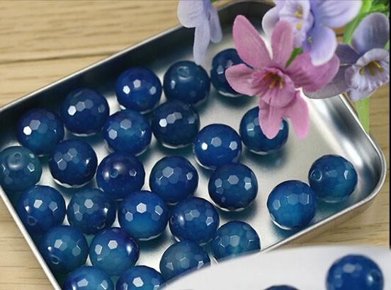 Approx.40cm/pack 6mm 8mm 10mm Precious Stone Natural Blue Faceted Blue Onyx Beads Beads Stones Necklace Bracelet DIY F1630