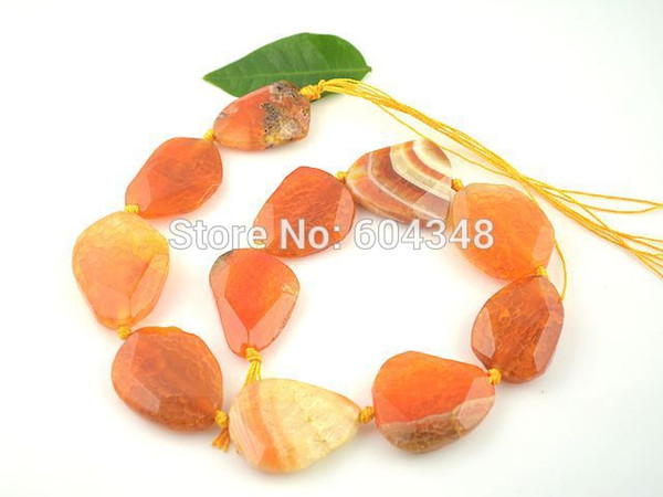 1 Strand Agate Druzy Stone Beads in Orange color - Druzy Slab agate Beads Connector Pendant - Drusy Agate Gem Stone Chain Beads