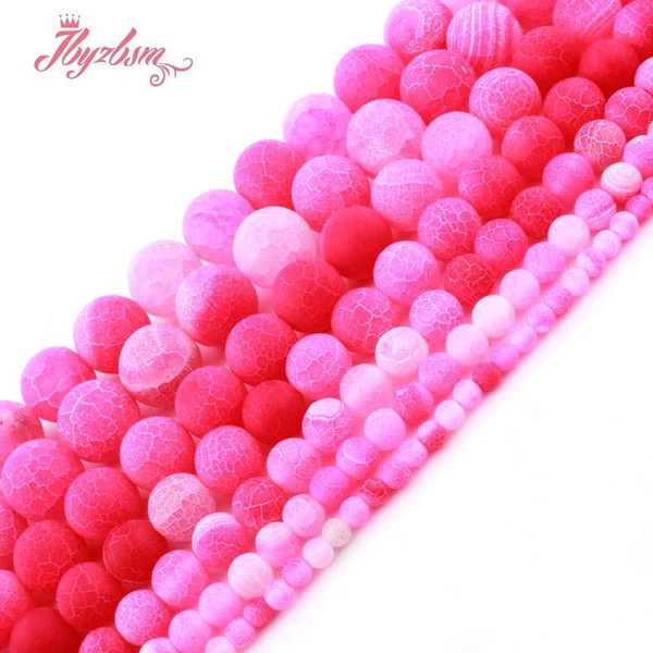 6 8 10 12mm Round Bead Frost Cracked Plum Agates Natural Stone Beads For DIY Necklace Bracelets Jewelry Making 15