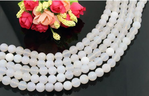 Hot sale New design white agate beads 8mm Natural stone loose beads beaded DIY jewelry accessories fit necklace bracelet material nice bead