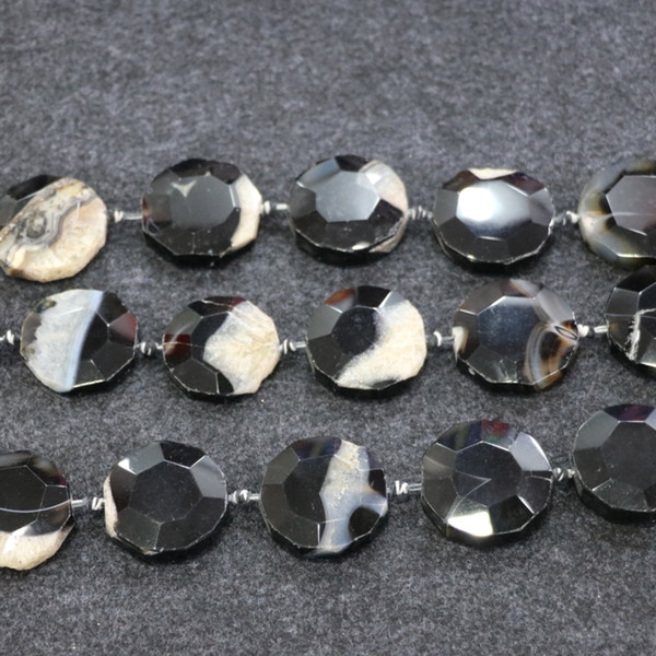 9pcs/1Strand Black Druzy Agate Gemstone Beads, Natural Slice Slab Drusy Druzy Agate Necklace Pendant Connector Jewelry Making Wholesale