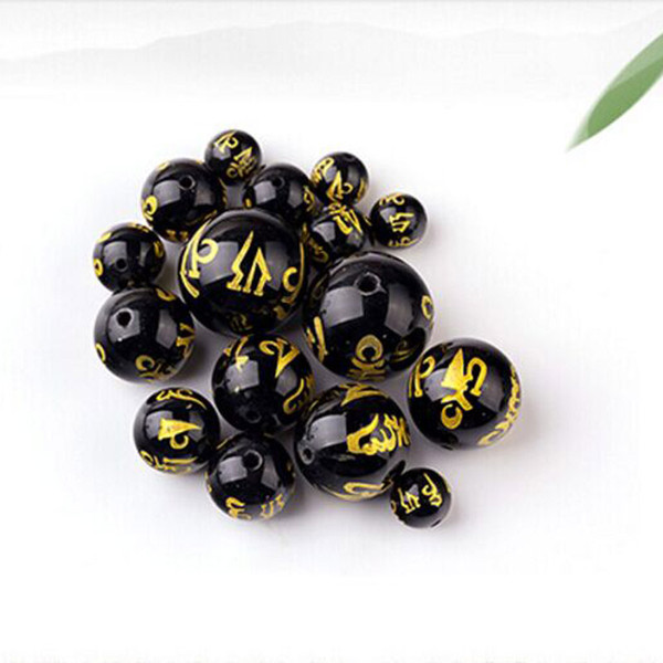 20pcs/Lot Black Agate loose beads DIY Accessories rosary Bodhi Mantra prayer bead Round Natural stone Necklace Bracelet Earrings