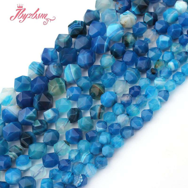 6,8,10mm Faceted Blue Banded Stripe Agates Bead Natural Stone Bead For DIY Necklace Breacelts Jewelry Making 15