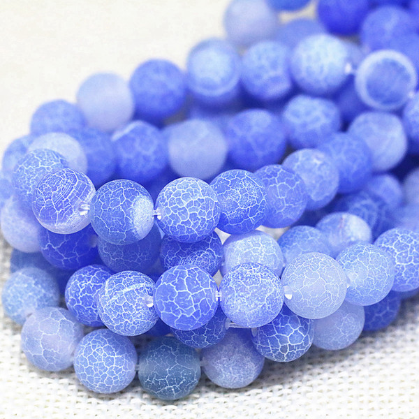 DIY semi-finished products 4,6,8,10,12mm natural stone blue weathered frosted matte agat onyx carnelian round beads jewelry wholesale15inch