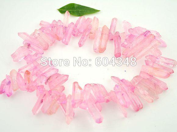 Full strand Druzy Crystal Point Beads, Druzy Quartz Stone Loose Bead in Pink color, Rock Crystal Drusy Chain Beads