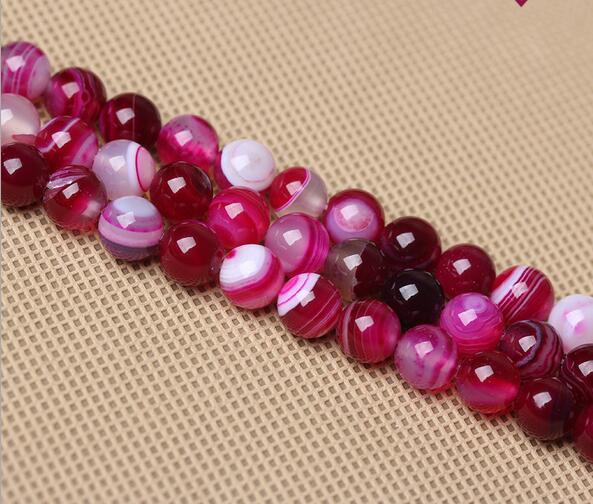 Free shipping 8mm Round Natrual strip Agate Beads gemstone Loose Beads For Bracelet Jewelry Making more colors for choice