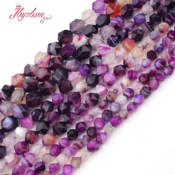 6mm 8mm Faceted Purple Banded Stripe Agates Beads Natural Stone Beads For DIY Necklace Bracelet Jewelry Making 15