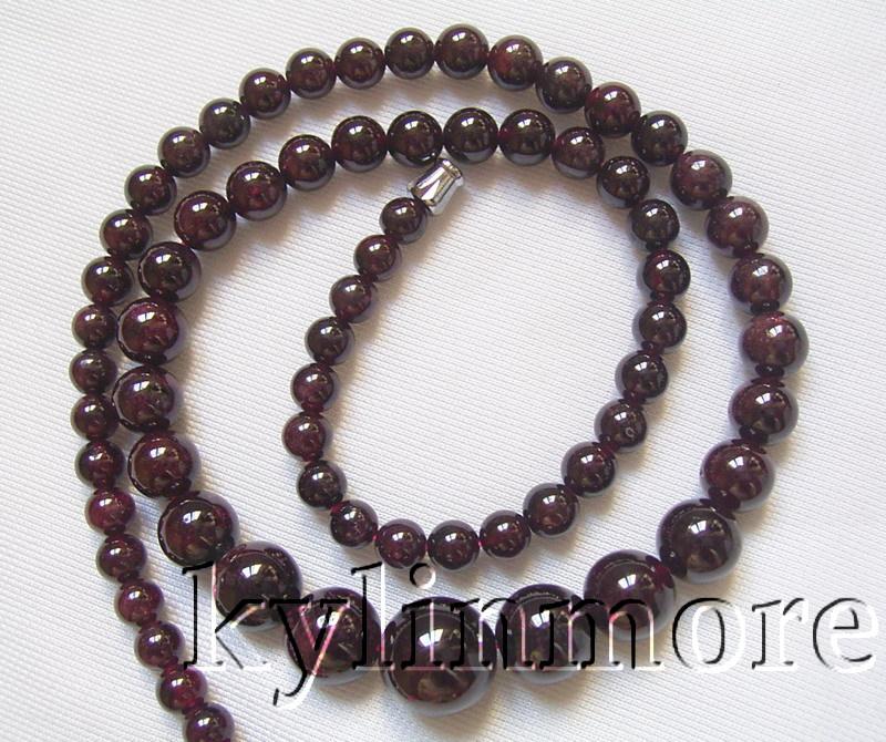 8SE08342a 5mm-12mm Natural Garnet Round Beads 17