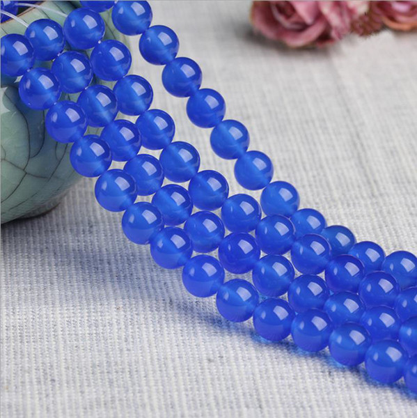 8/10/12 mm Natural blue Agate Beads gemstone round Loose Beads For Bracelet DIY Jewelry Making more size for choice