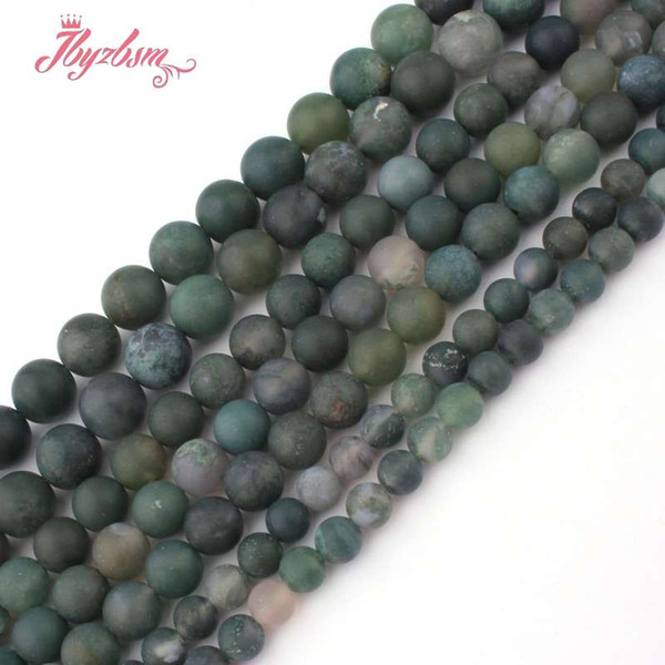 6,8,10mm Round Frost Matte Green Moss Agates Beads Natural Stone Beads For Necklace Bracelets Jewelry Making 15