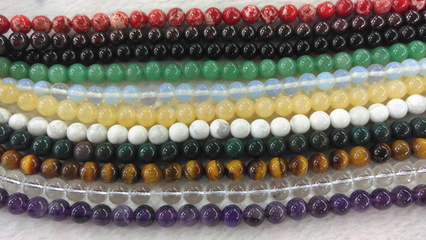 Mixed Beads 4mm/6mm/8mm/10mm/12mm Natural Smooth and Round Stone Beads for bracelet necklace strand 16inch