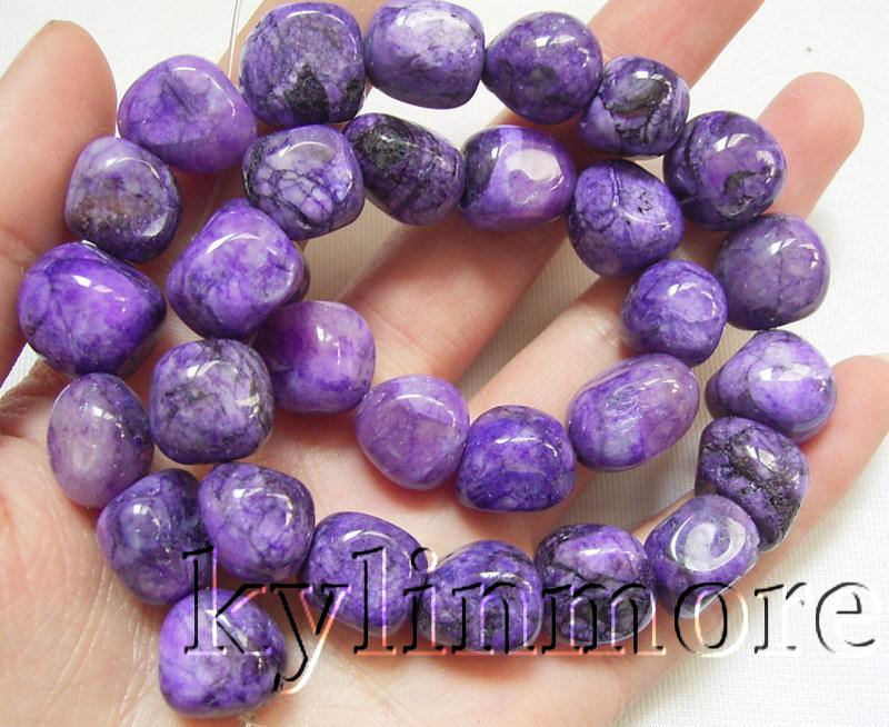 8SE08139a 12x13mm Purple Jasper Nugget Beads 15.5