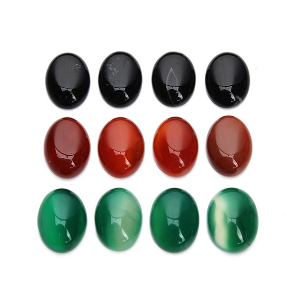 5pcs/lot Flat Natural Beads Cabochon Stone 13*18/15*20mm Wine Red/Black/Green Cabochon Fitting Ring Setting Jewelry Making F3704