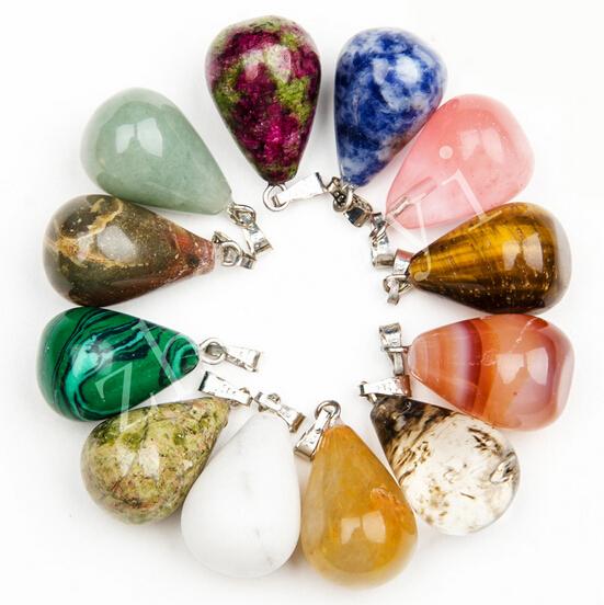 Ms. 2017 new droplets pendant necklace multicolor wholesale mixing natural stone