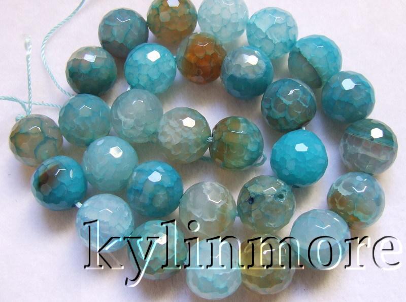 8SE09267a 14mm Fire Agate Faceted Round Beads 15''