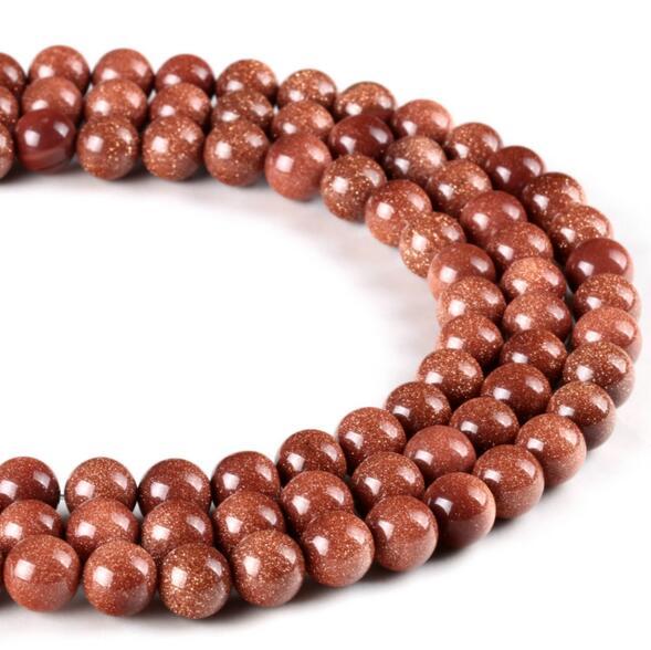 Round Natrual gold sand stone Beads gemstone Loose Beads For Bracelet Jewelry Making more colors for choice