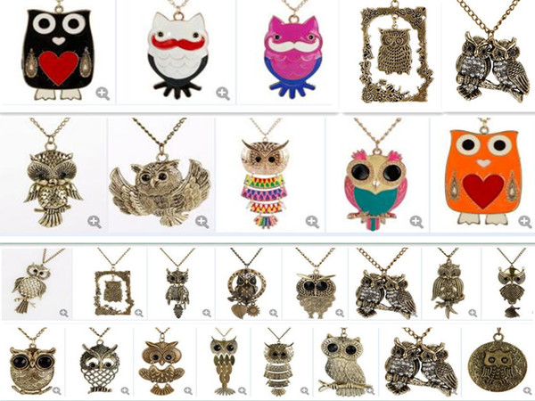 25kinds New owl pendants long sweater charms necklaces hot sales for DIY jewelry christmas gift