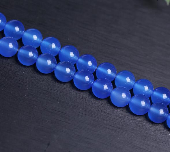 Round Natrual blue agate stone Beads gemstone Loose Beads For Bracelet Jewelry Making more colors for choice