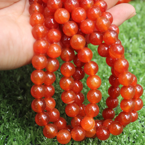 1 Strand DIY Round Red Beads Natural Stone Agate Loose Beads for Bracelet Necklace Jewelry Making Accessories