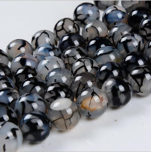 free shipping 10mm Black Dragon Veins Agate Round Gemstone Loose Beads For Jewelry Making DIY beads