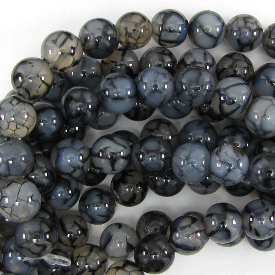 Wholesale 6-8-10mm Black Dragon Vein Agate Round Beads Gemstone 15