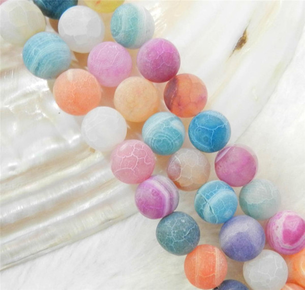 Wholesale Natural 6-10MM Frosted Dream Fire Dragon Veins Agate Stone Round Loose Beads Strand 15