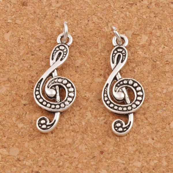 120pcs/lot G Treble Clef Music Note Spacer Charm Beads Pendants Antique Silver Pendant T1629 28.4x11.2mm