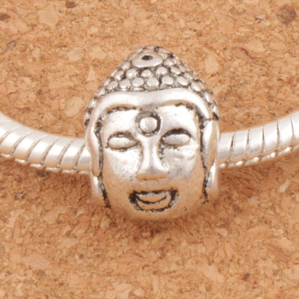 Buddha Head 4.5mm Religious Big Hole Beads 45pcs/lot 10x14mm Tibetan Silver L1326 Charms Fit European Alloy Bracelet