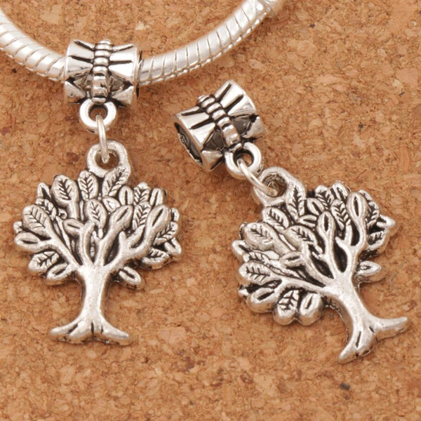 Tree Of Life Big Hole Beads 100pcs/lot Antique Silver Fit European Charm Bracelets Jewelry DIY B361 31.9x16.8mm