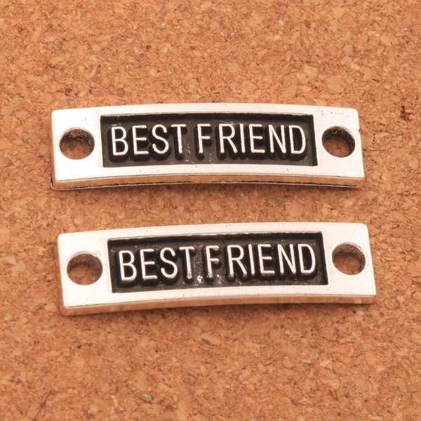 100pcs/lot Antique Silver Bestfriend 2.8mm 2-Hole Connector Bar Fit Infinity Leather Bracelets Jewelry DIY L1237 35x9.5x1.7mm