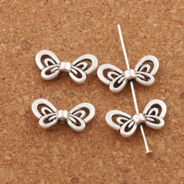 300pcs/lot Hollow Butterfly Bow Animal Charm Beads Spacers 17.4x9.3mm Tibetan Silver Spacers Jewelry Findings L688