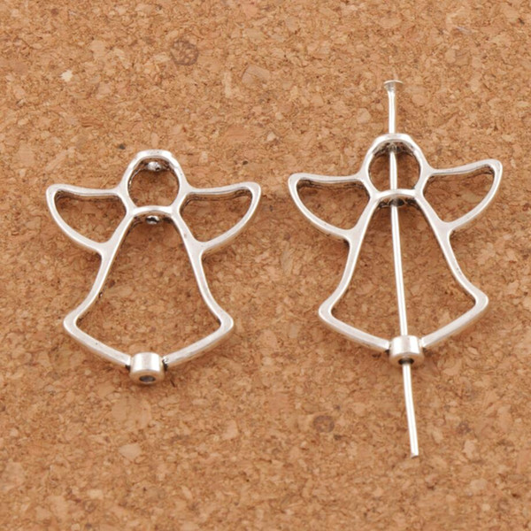 Alloy Open Angel Bead Frame Charm 200pcs/lot 24.9x21.1mm Antique Silver Connector Pendants Jewelry DIY L750