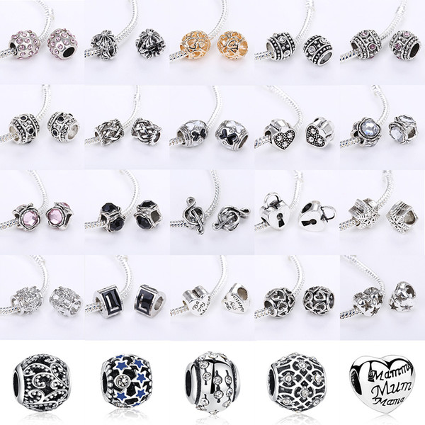 BELAWANG Mix Style 925 Silver Charm Big Hole Loose Beads Fit Pandora Charm Bracelets&Necklaces Original 925 Jewelry Making Free Shipping