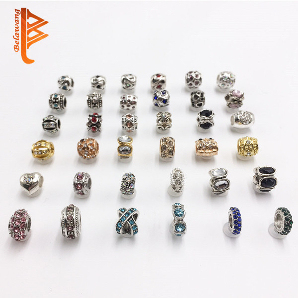 BELAWANG High Quality Mix 36 Style Big Hole Loose Beads Charm For Pandora Bracelet For Pandora Charm Bracelet&Necklace Wholesale 50pcs/lot