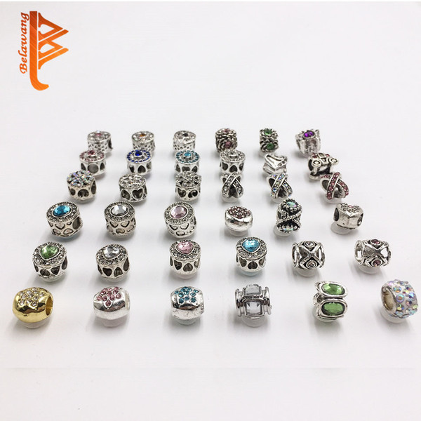 BELAWANG Fashion DIY Accessories Big Hole Loose Beads Heart Shape Crystal Gemstone Charm Fit Pandora Original Charm Bracelet&Necklace Making