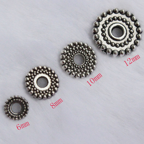 200pcs/lot 6/8/10/12mm Tibetan Silver Wheel Shape Alloy Spacer Beads For Diy Jewelry Bracelet Making Shim Loose Spacer Beads