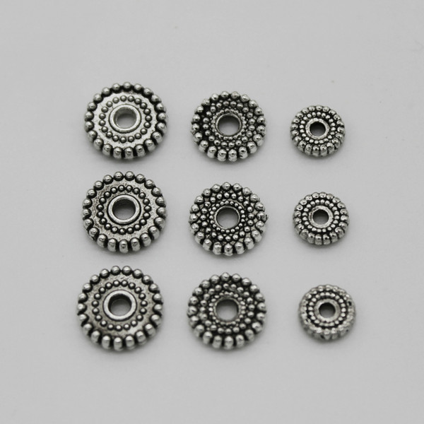 100pcs/lot 6/8/10MM Alloy Silver Wheel Spacer Beads Diy Alloy Jewelry Accessories For Bracelets Making Round Loose Alloy Bead