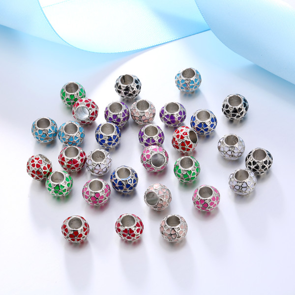 Silver Plated DIY Lovely Murano Glass Beads Enamel Five Leaves Charms for European Original Making DY76