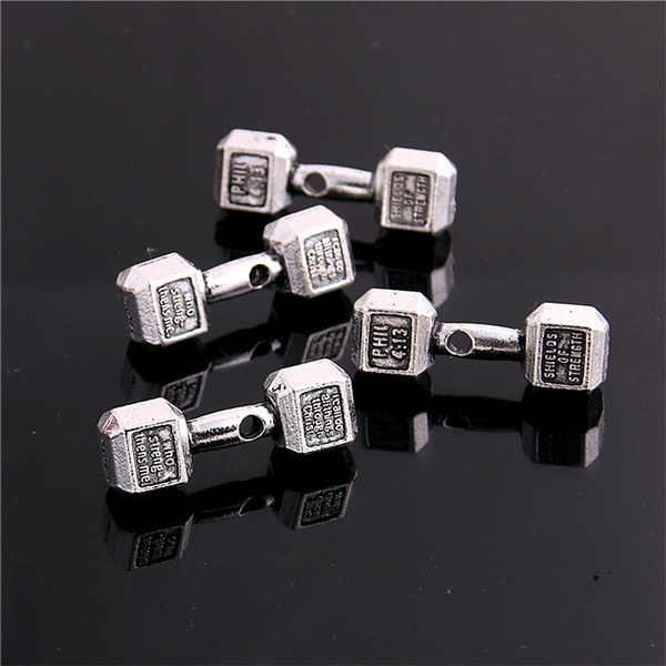 Sweet Bell 11*30mm Antique Silver Plated Dumbbell barbell charm pendant for jewelry making D6103