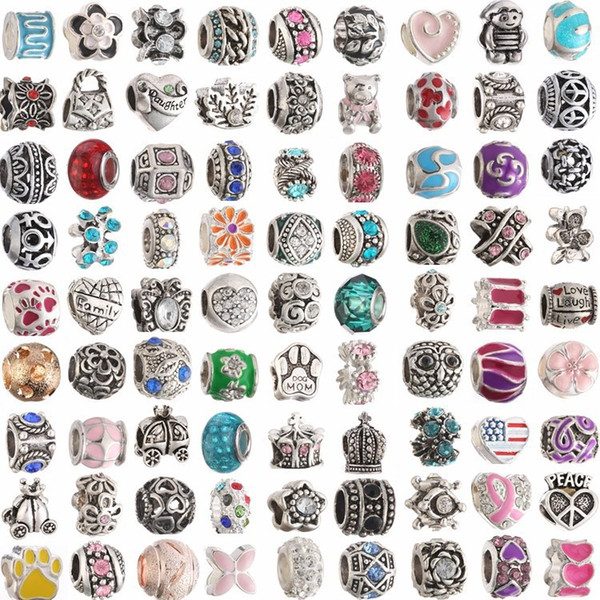 Mix Colors Metal ENAMEL Big Hole Loose Beads Charm For charm bracelet DIY JEWELRY MAKING