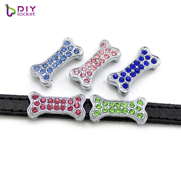 10PCS! 8MM Rhinestone Slide Charms Fit for 8mm Wristband bracelet/ Belt/ Pet collar (4 styles can choose) LSSC126-135*10