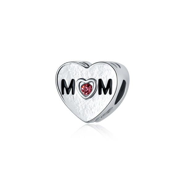 Heart Shape Charms Beads Big Hole Alloy Mom Charms Loose Beads For Mother's Gift Bracelet and Necklace Jewelry Making