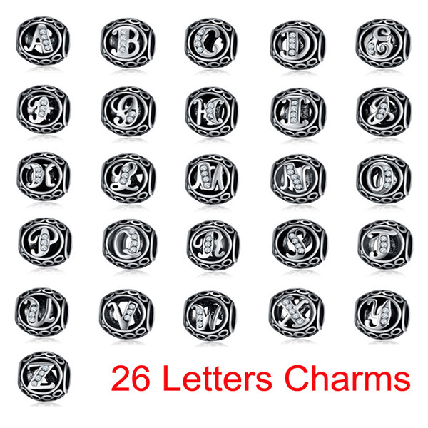 European Chaems 26 Letters Pendants Creative Alphabet Pendant Charm Fit Beads Wedding Jewelry Bracelet Necklace Pendant