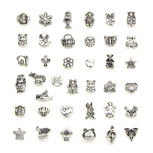 Mixed 38pcs Set Tibet Silver Charms Macroporous Beads Pendants Retro Style Jewelry DIY Pendant For Bracelet Necklace