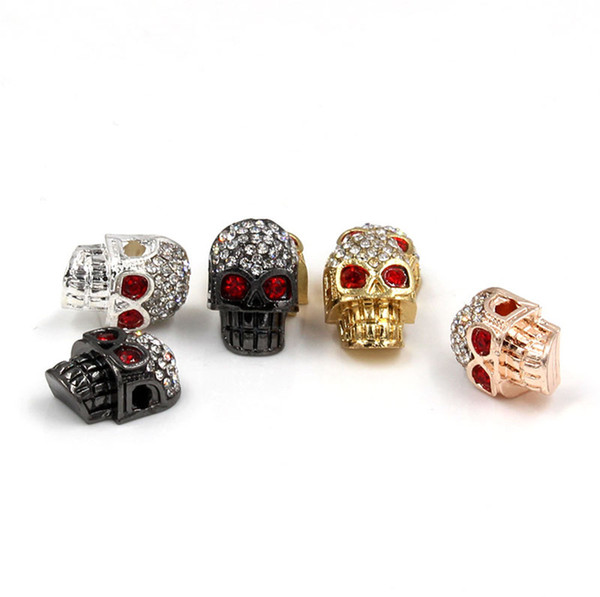 2018 Fashion DIY Jewelry Cool Diamante Alloy Skull Beads for Bracelet and Necklace 12 PCS Wholesale