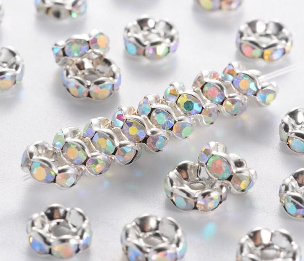 300pcs/lot Mixed Loose Rhinestone Spacer Beads For Jewelry Making Diy Accessories 8mm