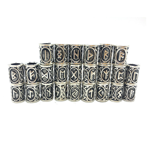 200pcs/lot Viking Rune beads alloy vinatge silver color big hole Beard beads charms for Hair Rune necklace diy Z0005