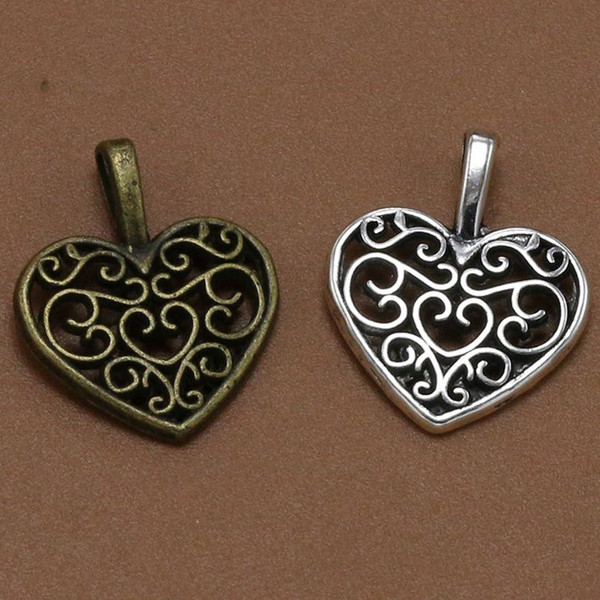 Retro Silver Bronze Hollow Heat Metal Antiqued Charms DIY Jewelry for Necklace Bracelet Keyrings Xmas Gifts