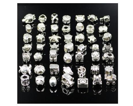 Wholesale 100Pcs/ Lot Silver Plated Charm Beads European Charms Bead Fit Snake Chain Sterling Silver Bracelet Diy Jewelry Xmas