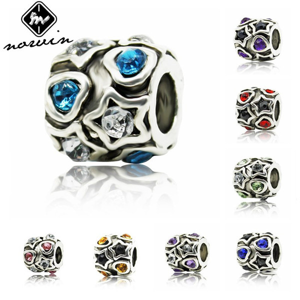 Alloy Full Crystal Pentagram Handmade Jewelry Accessories DIY Alloy Silver Star Small Drum Drill Beads Wholesale